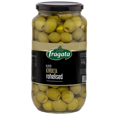 FRAGATA Suured rohelised kivideta oliivid 900g (klaas)