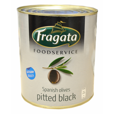 FRAGATA Mustad kivideta oliivid 3kg (plekkpurk)