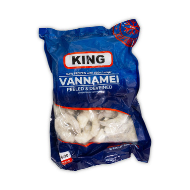 KING Vannamei krevetid 16/20 1kg/800g neto (koorit., toor, külm